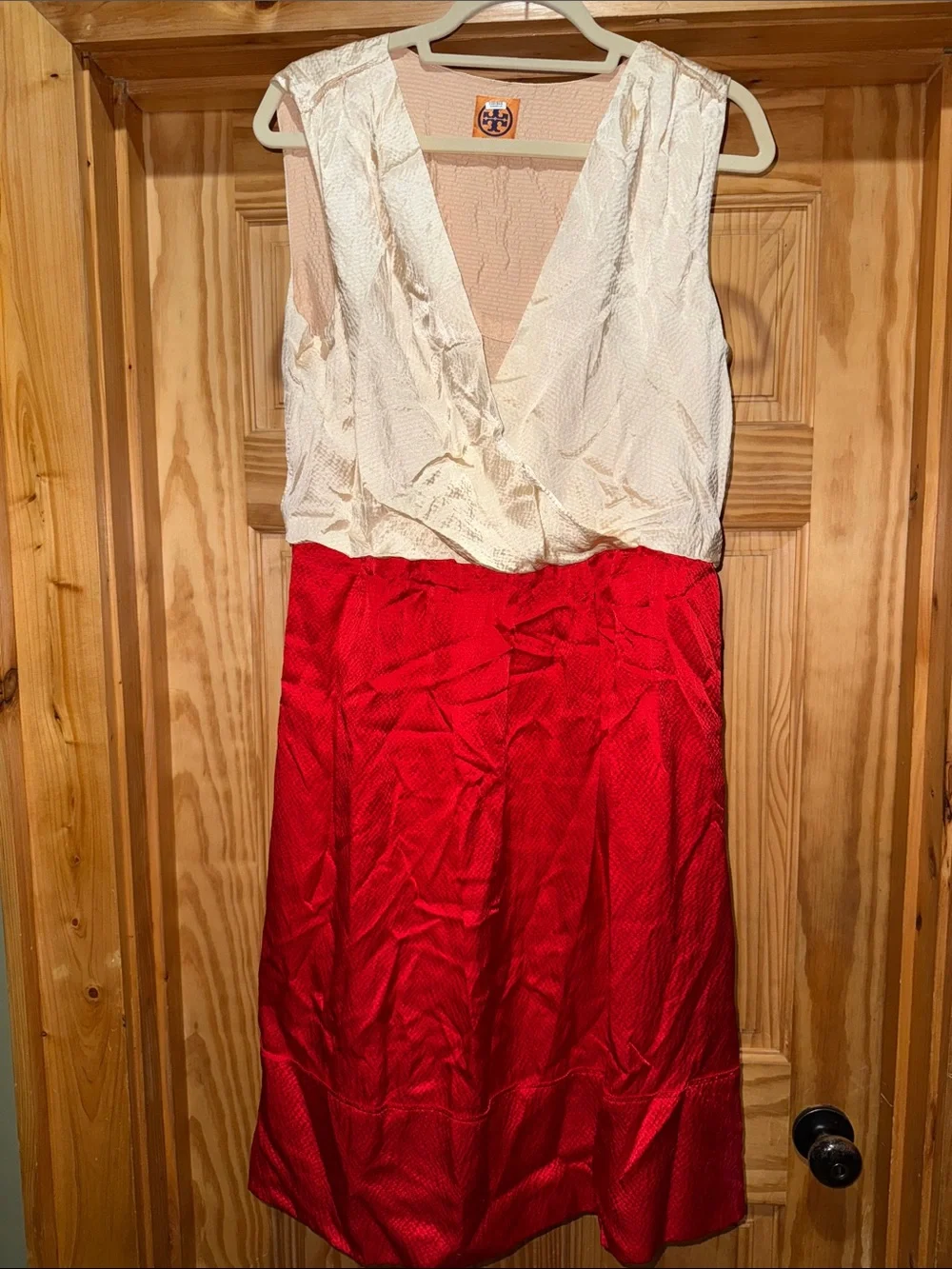 Tory Burch Cream and Red Midi Dress